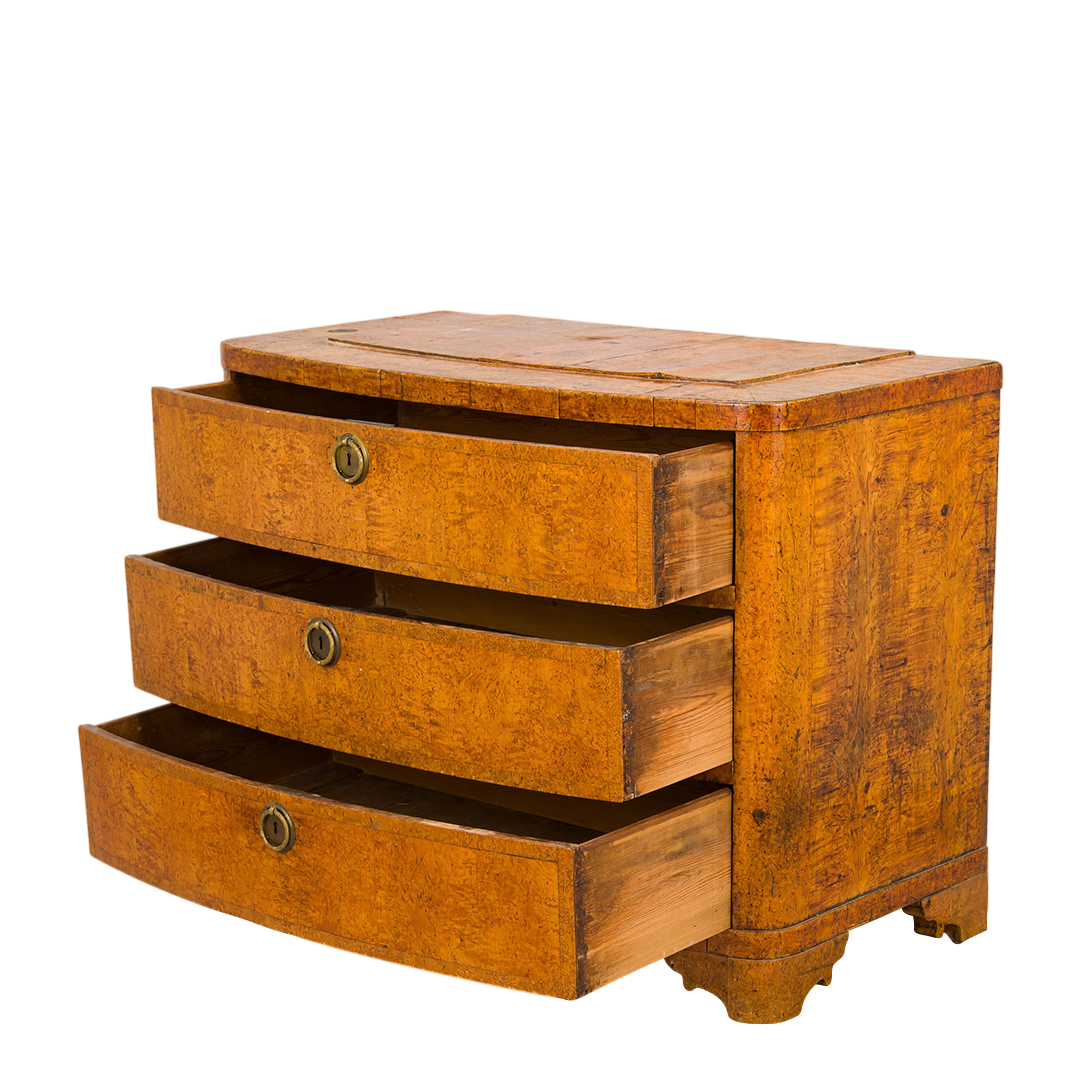 1830s Swedish : three drawer Karelian birch Empire chest