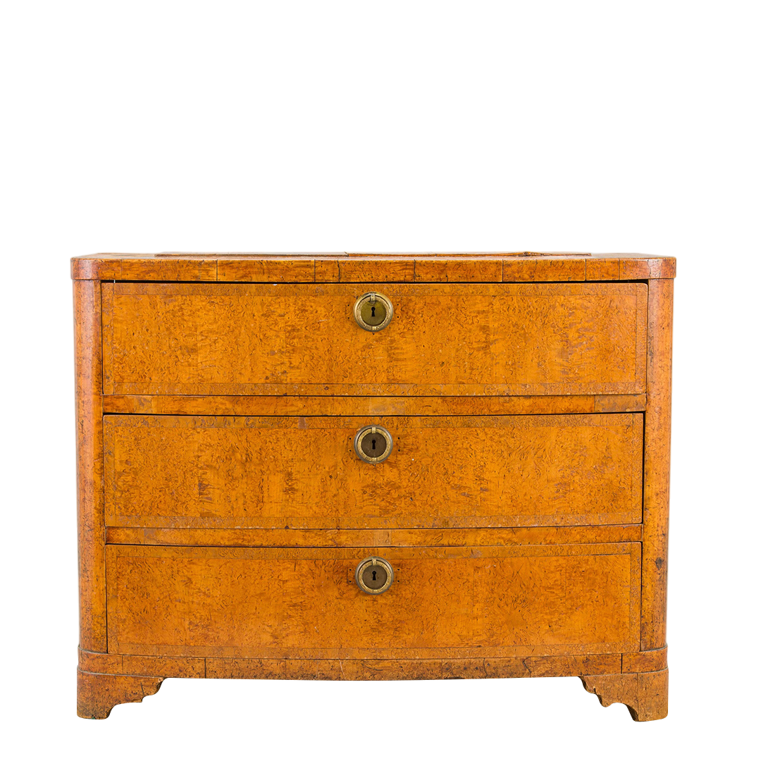 1830s Swedish : three drawer Karelian birch Empire chest