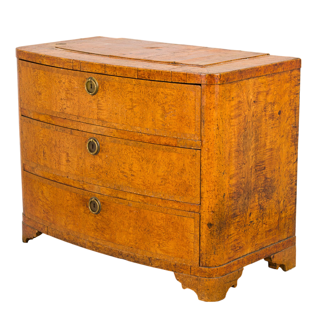 1830s Swedish : three drawer Karelian birch Empire chest