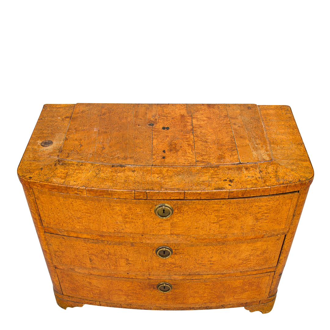 1830s Swedish : three drawer Karelian birch Empire chest