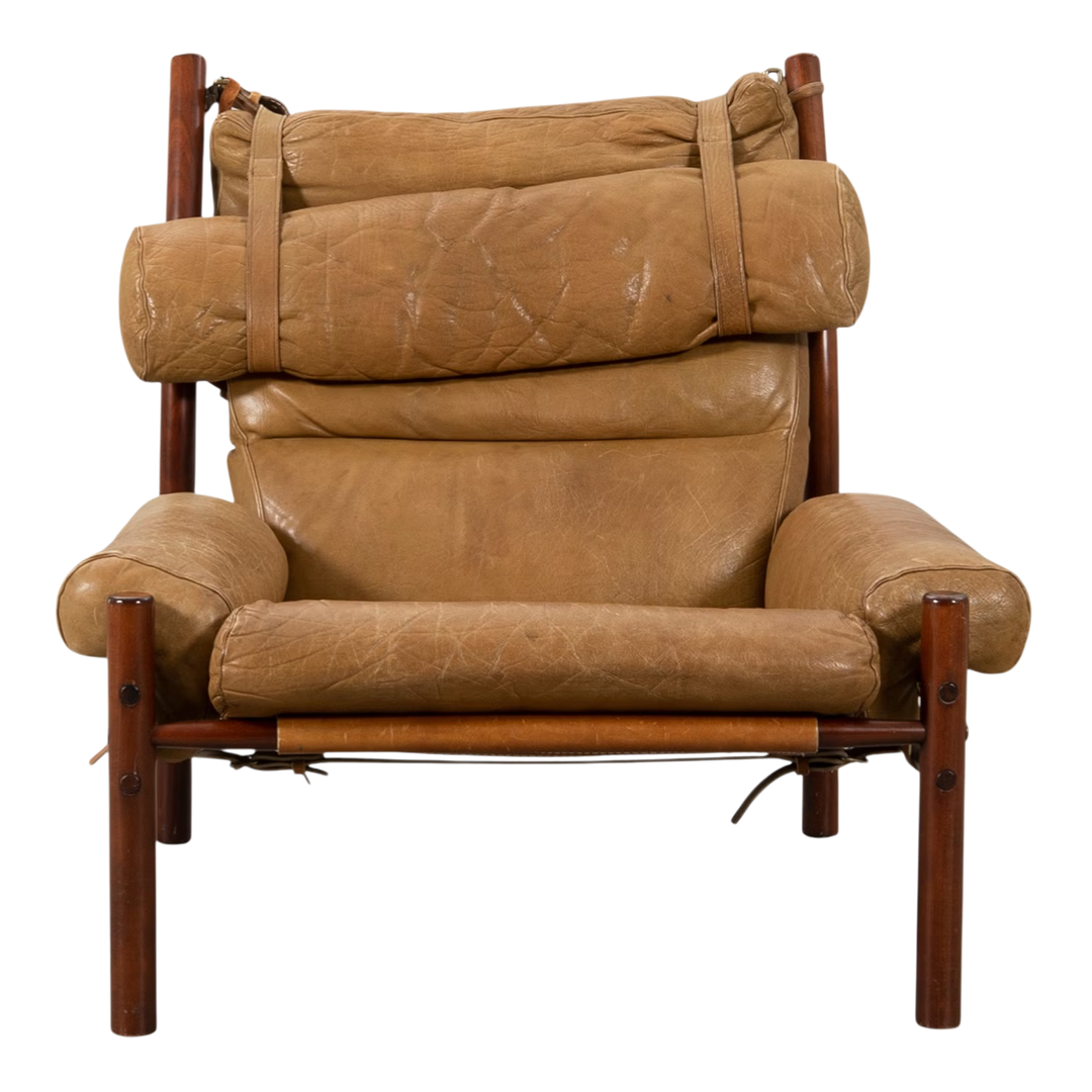 1970s Arne Norell : "Inca" model leather lounge chair, Sweden