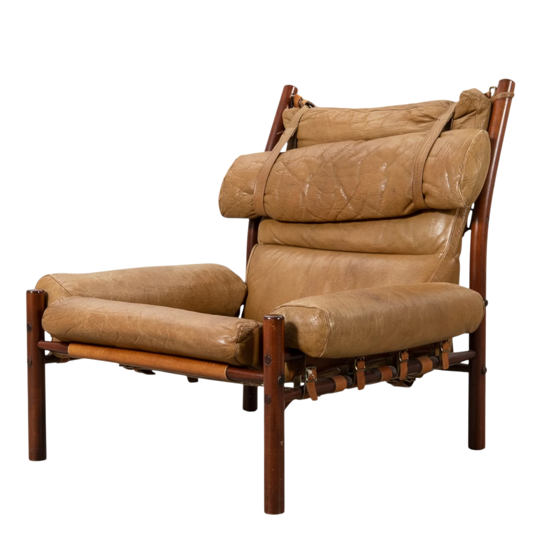 1970s Arne Norell : "Inca" model leather lounge chair, Sweden
