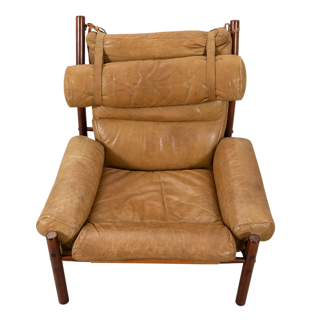 1970s Arne Norell : "Inca" model leather lounge chair, Sweden
