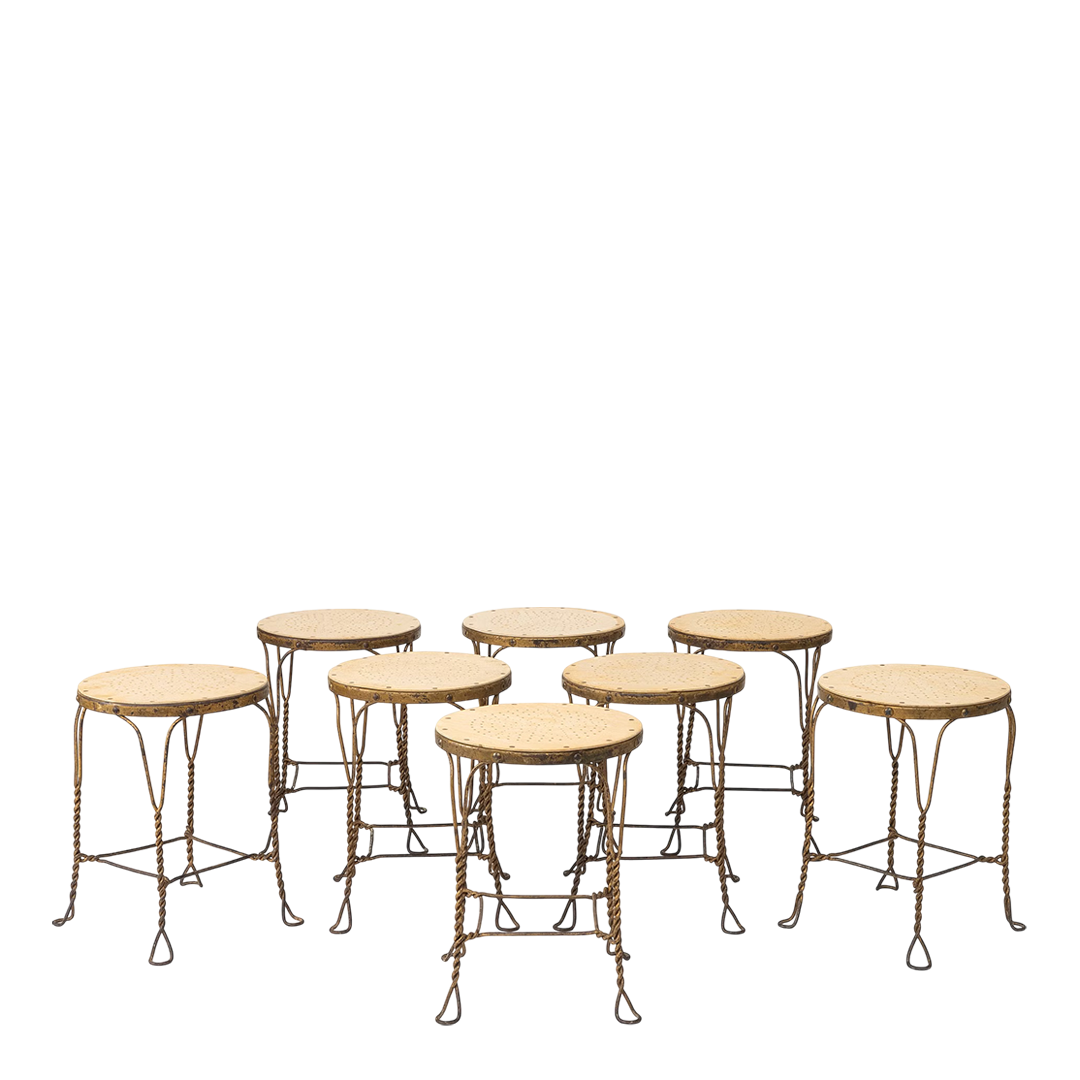 c1910 French : Belle Époque hand-forged wrought iron garden stool