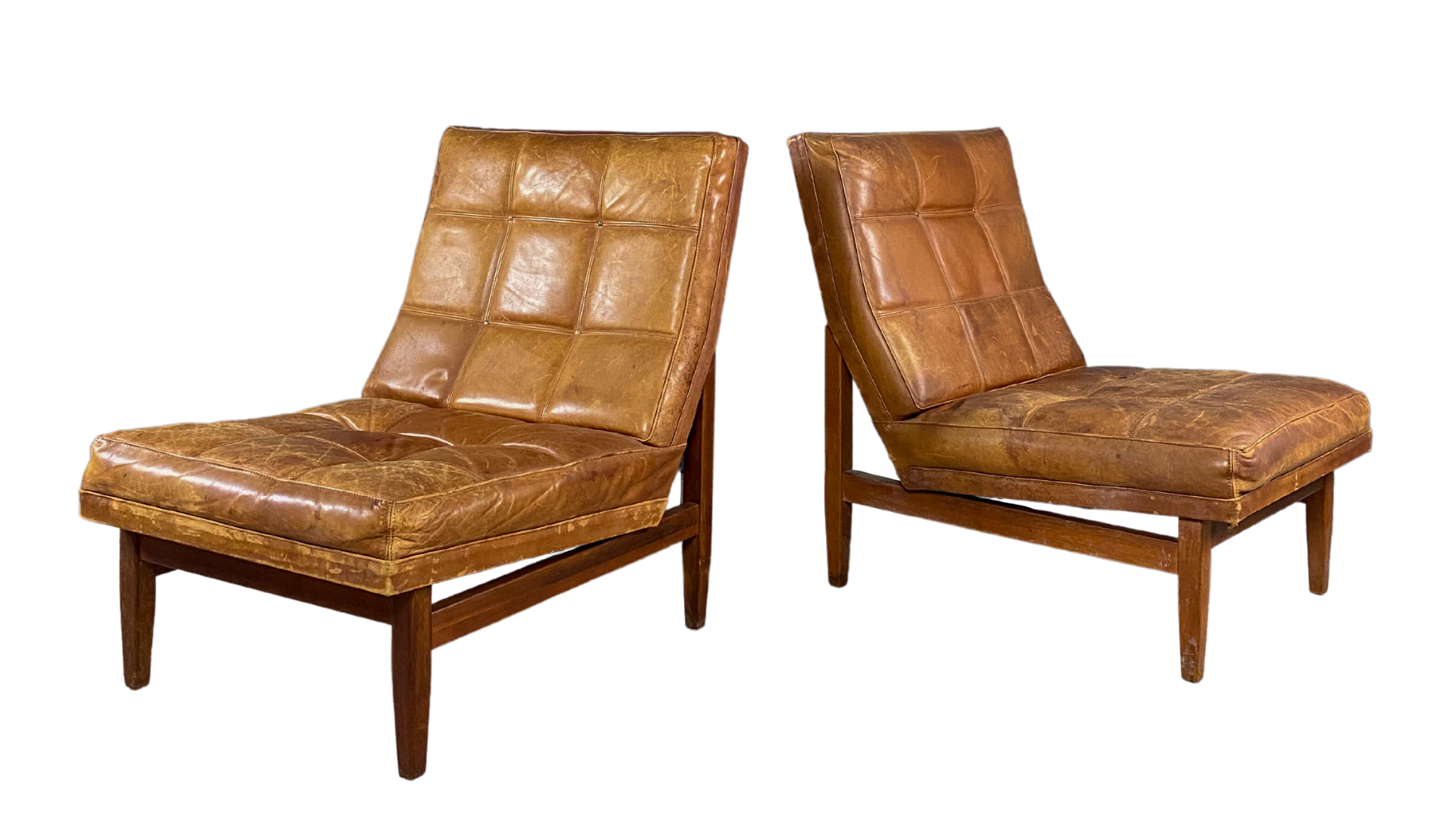 1970s Scandinavian design cognac leather slipper chair FINCH hudson