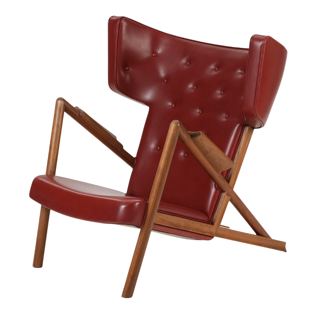 1938 Finn Juhl : iconic "The Grasshopper Chair", Indian Red leather & walnut