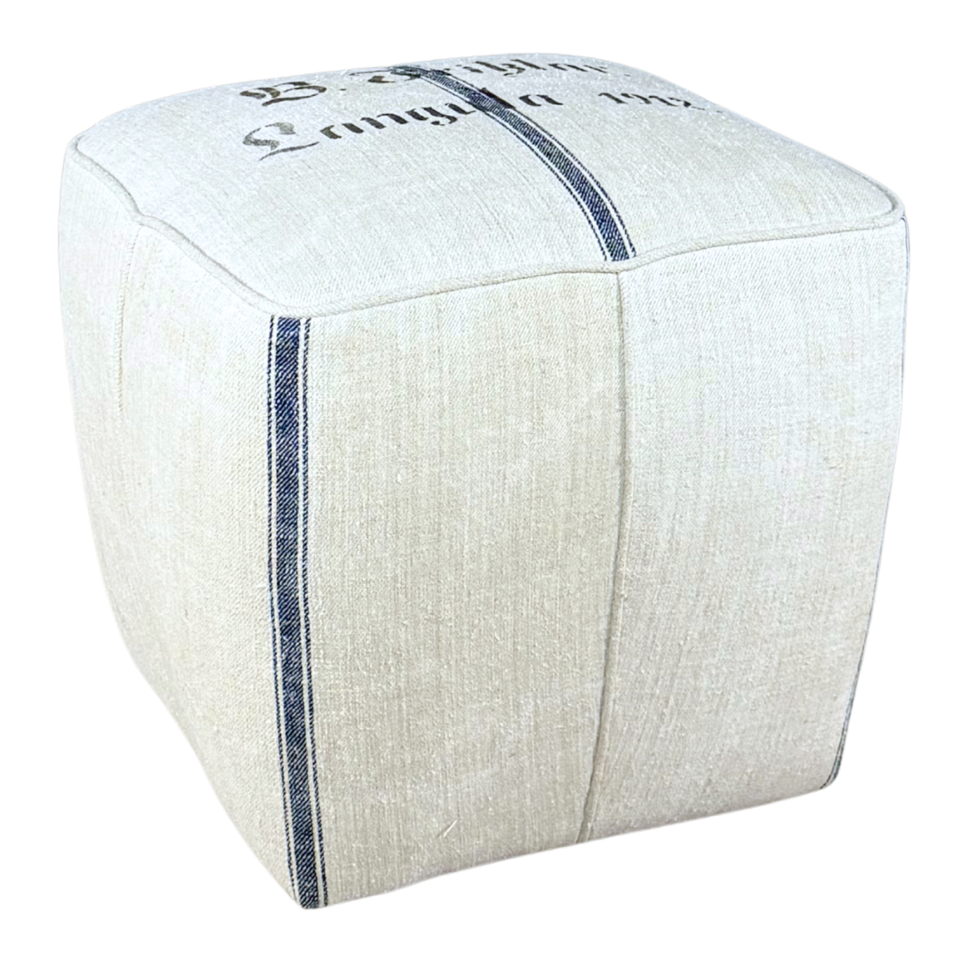 1930s Jindřich Halabala : square Art Deco upholstered tabouret
