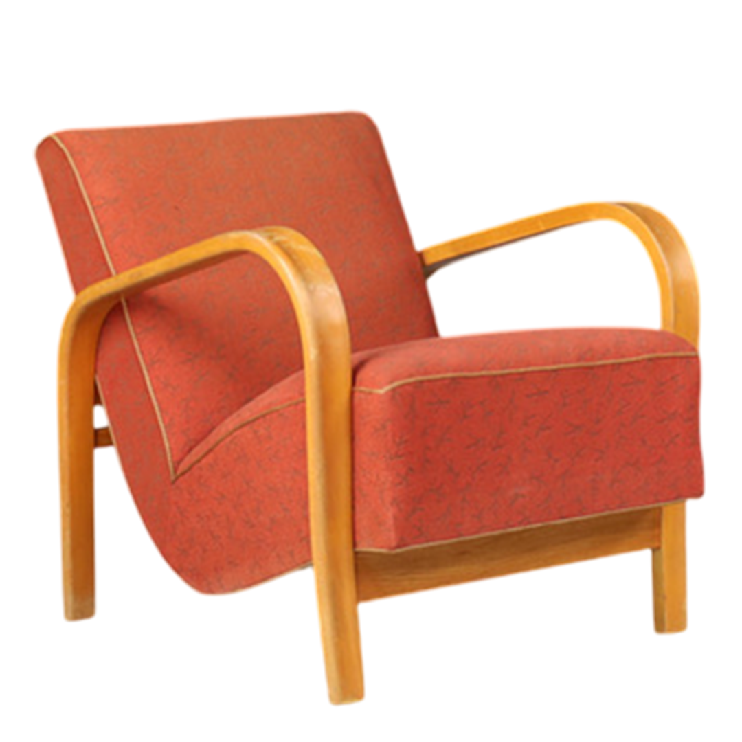 1950s Czech : sculpted bent beechwood armchair