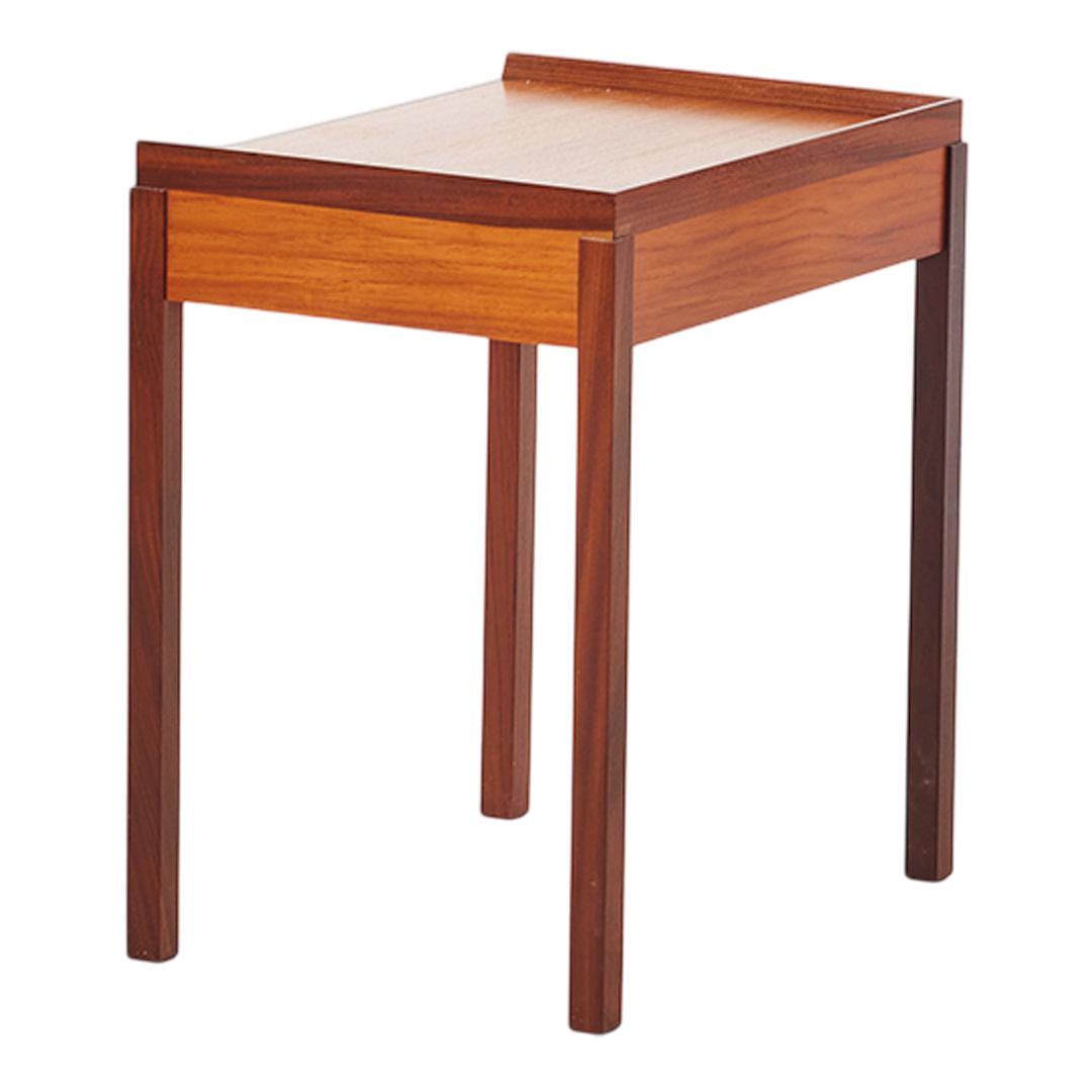 1960s Danish Design : pair teakwood side tables with underlying stool