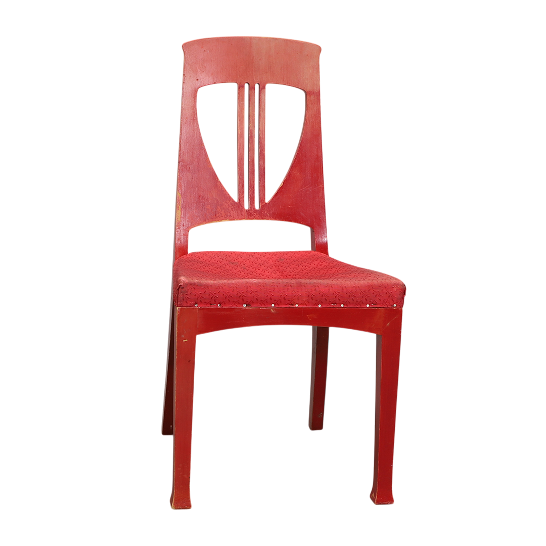 c1915 Swedish Grace : set of four red painted Art Nouveau side chairs