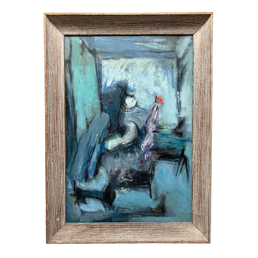 Mid-Century Eugene Arcieri : 25" x 18" abstract o/c, Woodstock artist