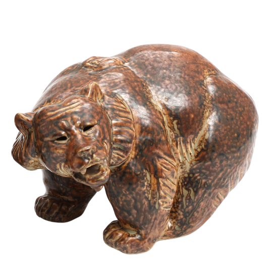 c1940s Knud Kyhn : "walking bear" sung glazed stoneware, RC
