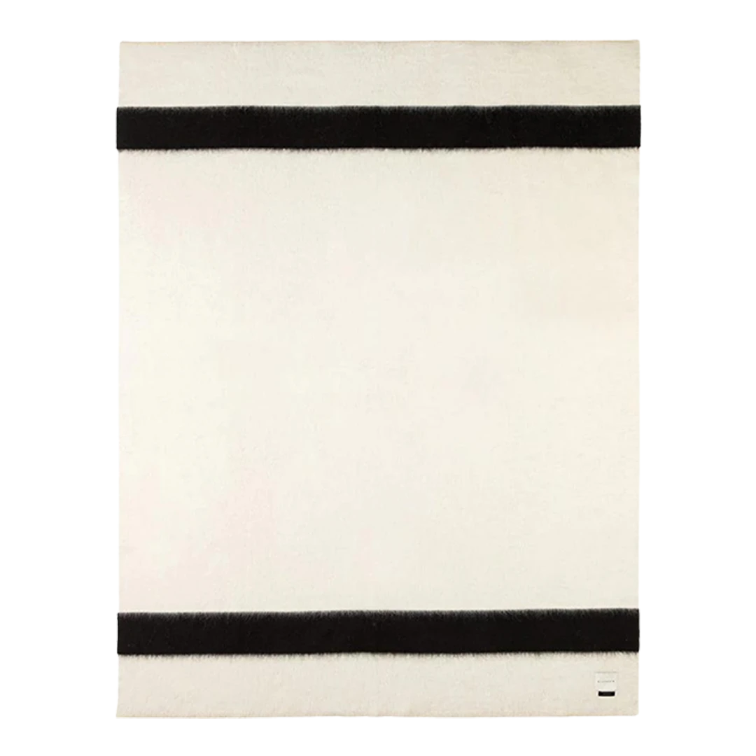 Blacksaw : The Siempre Blanket in Ivory/Black Stripe