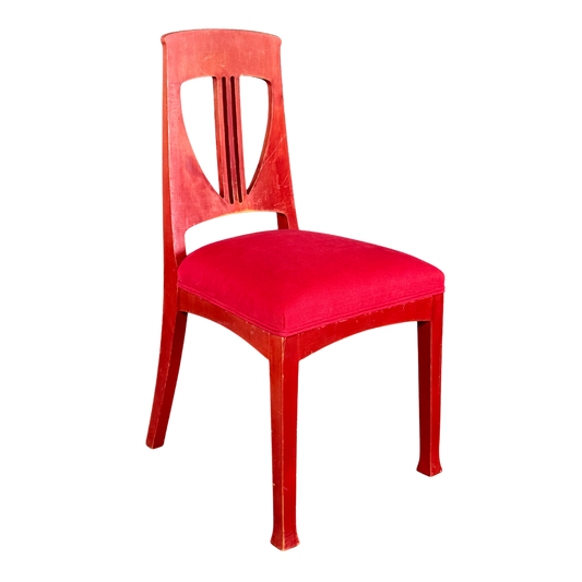 c1915 Swedish Grace : red painted Art Nouveau side chairs, set of four