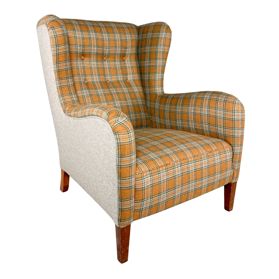 c1940 Jacob Kjær : restrained mini wingback armchair, Denmark