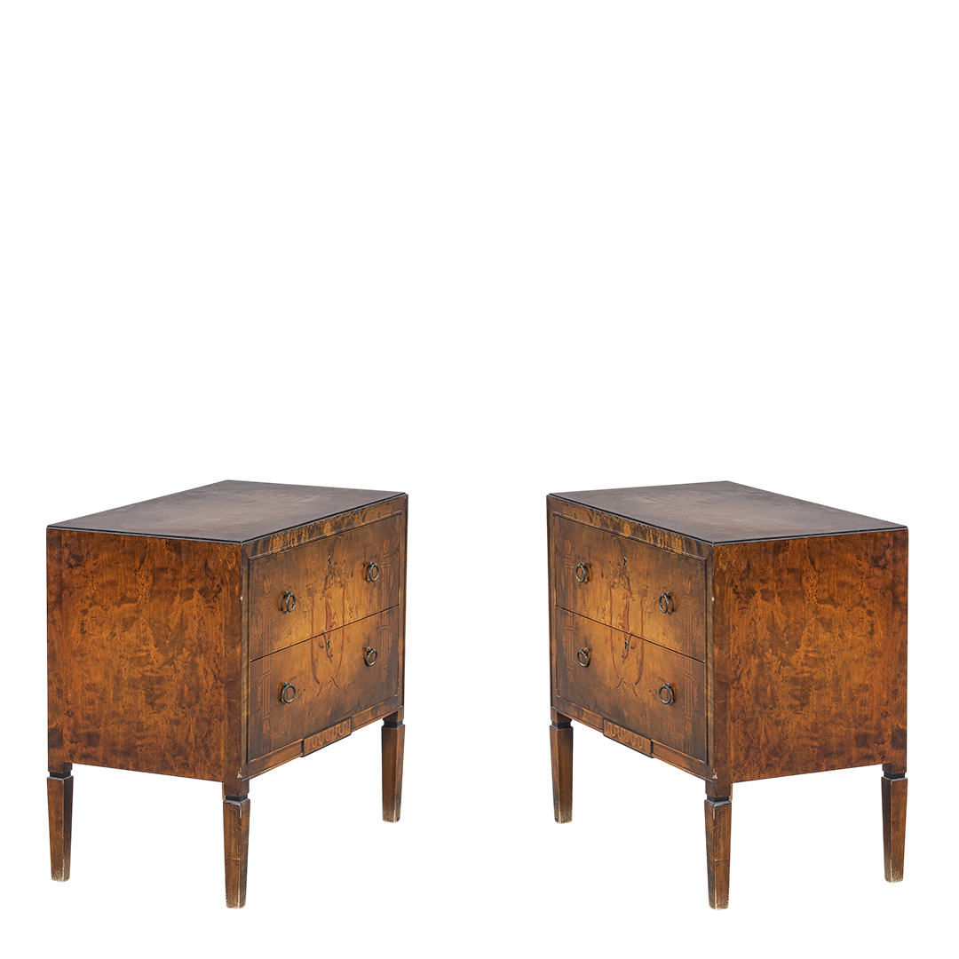 1920s Swedish Grace : exquisite Art Deco rootwood chest with intarsia