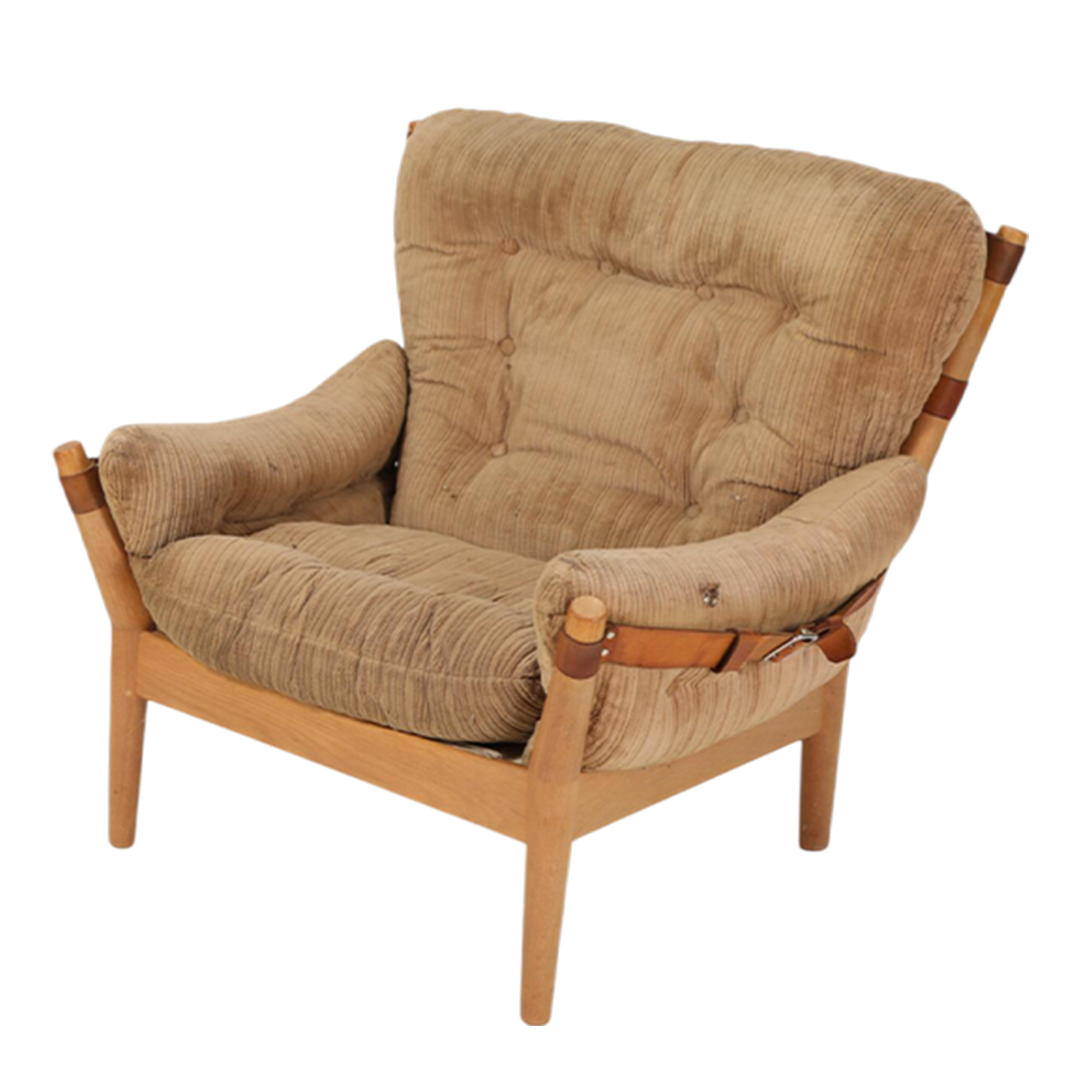 1970s John Mortensen : Model 4521 lounge chair in brown corduroy