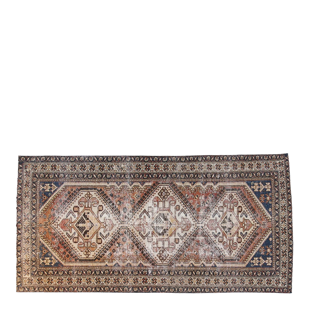 1940s Persian : 4'10" x 9'10" overdye rug