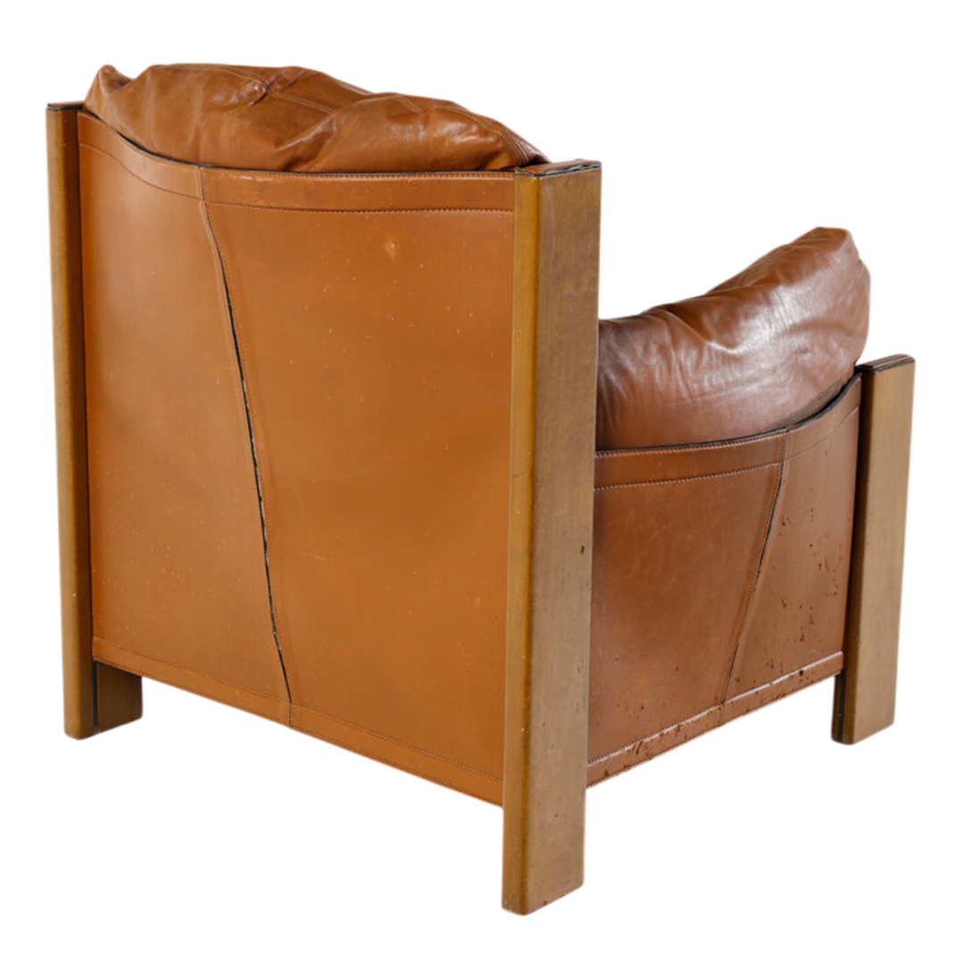 1980s Afra & Tobia Scarpa : "Artona" leather bergere lounge chair