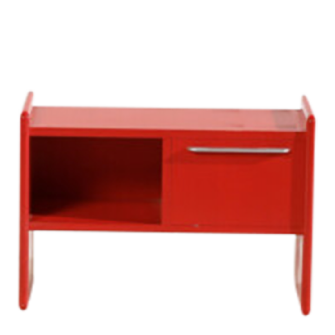 1980s Italian : pair of red-lacquered wood bedside tables