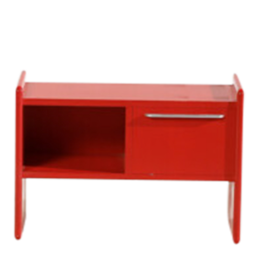 1980s Italian : pair of red-lacquered wood bedside tables