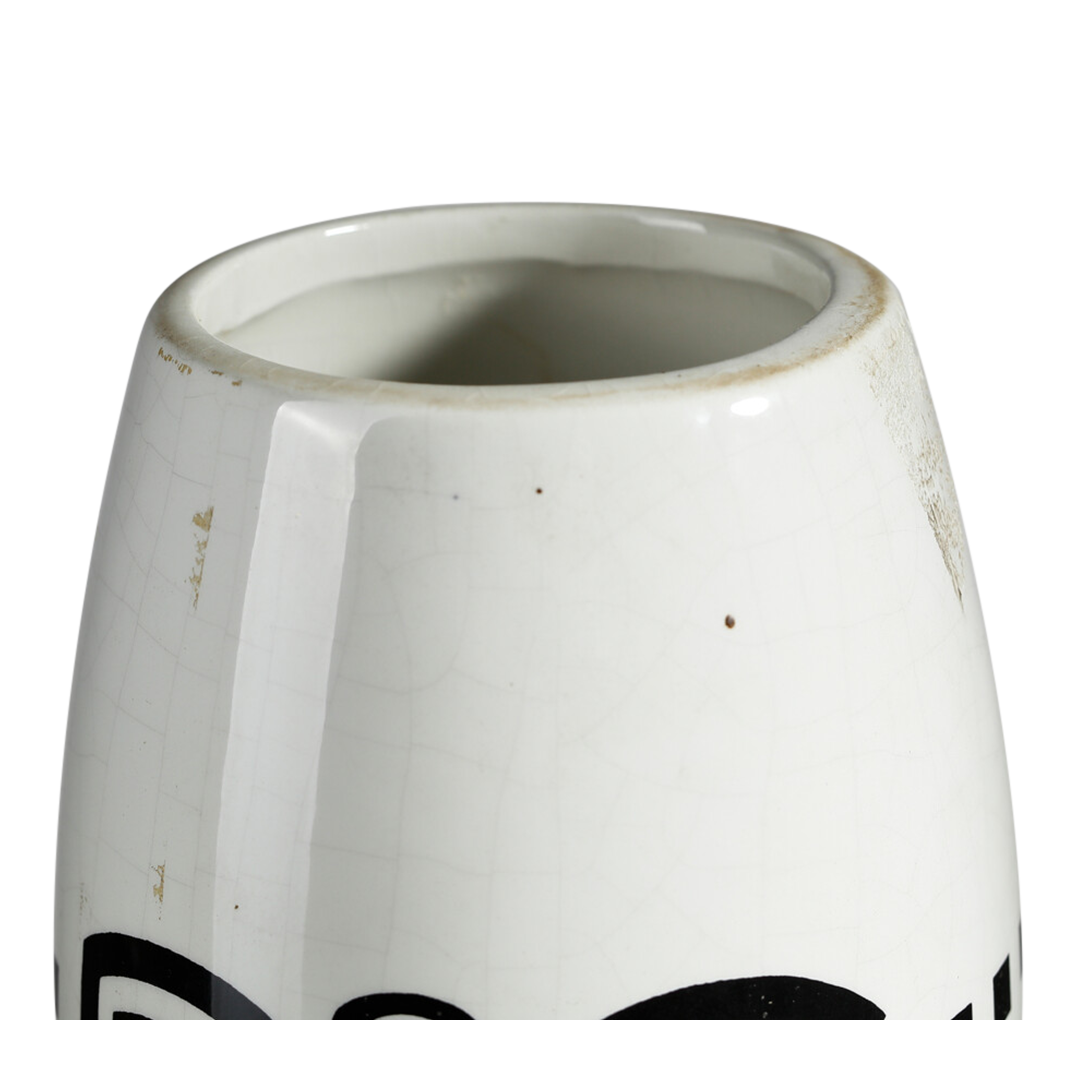 1987 Matteo Thun : white/black glazed ceramic "Bomba" vase