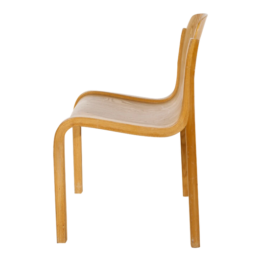 1969 Carlo Bartoli : bent plywood Mito dining chairs, Italy, set of four