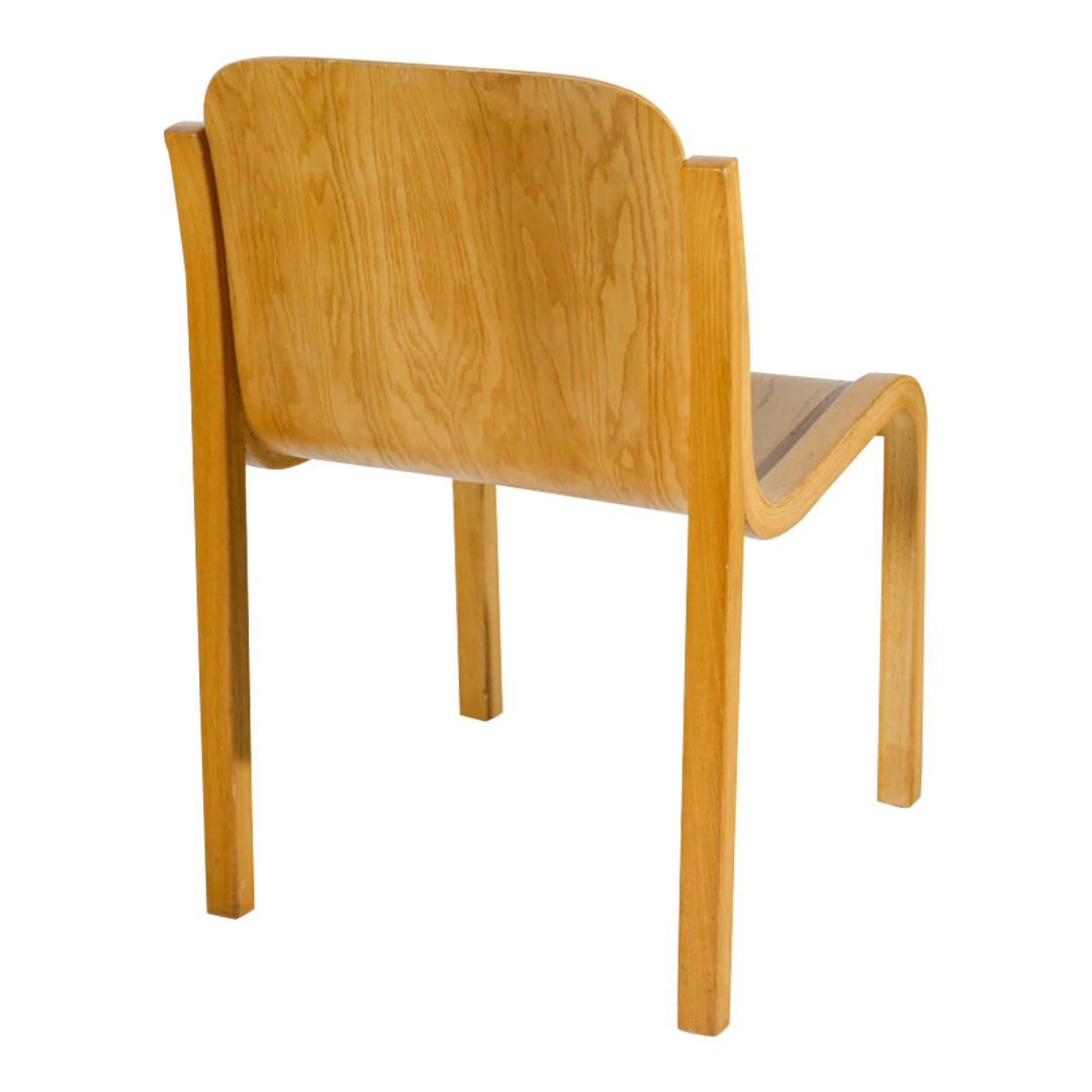 1969 Carlo Bartoli : bent plywood Mito dining chairs, Italy, set of four
