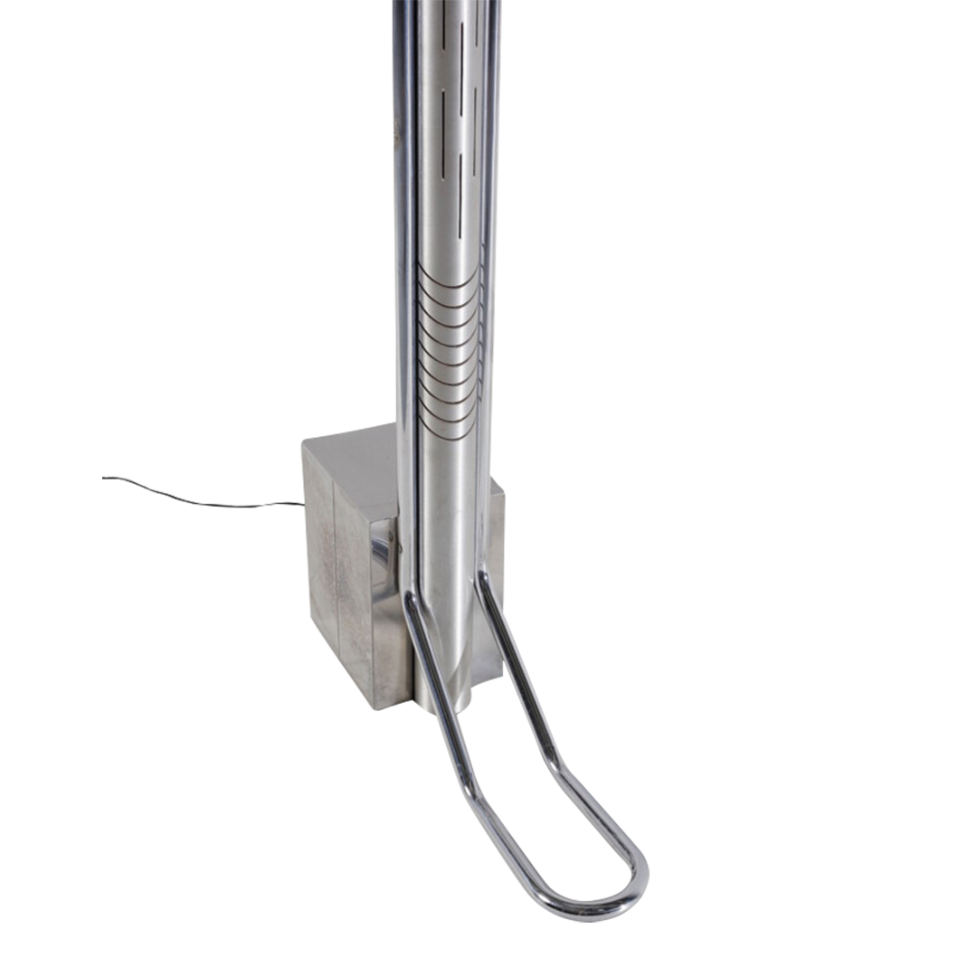 1970s Italian : post modern chrome & glass floor lamp