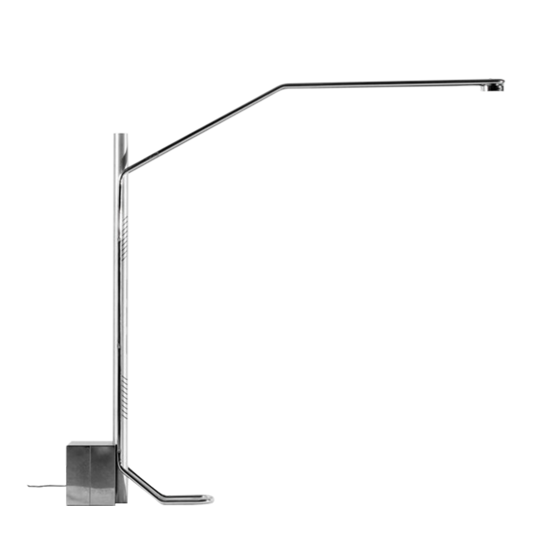 1970s Italian : post modern chrome & glass floor lamp