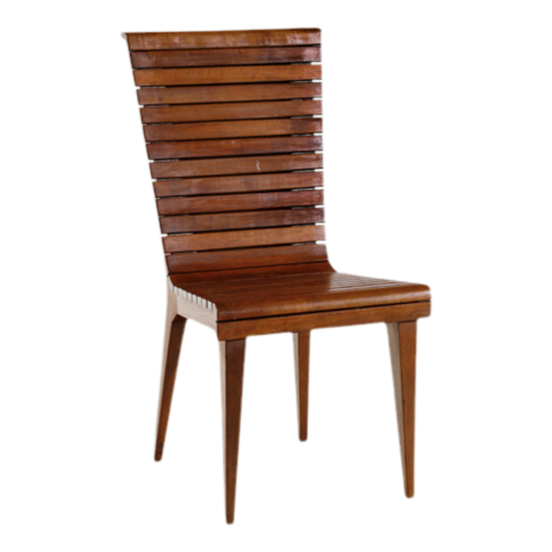 20thc Post Modern : Florentine slatted wood 35" side chair