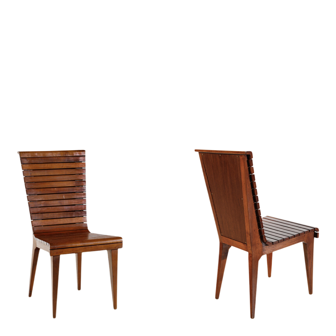 20thc Post Modern : Florentine slatted wood 35" side chair
