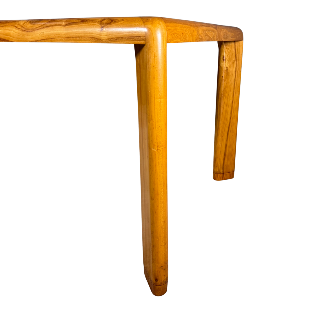 1970s Italian Modernist : solid ashwood dining table w/curved sides