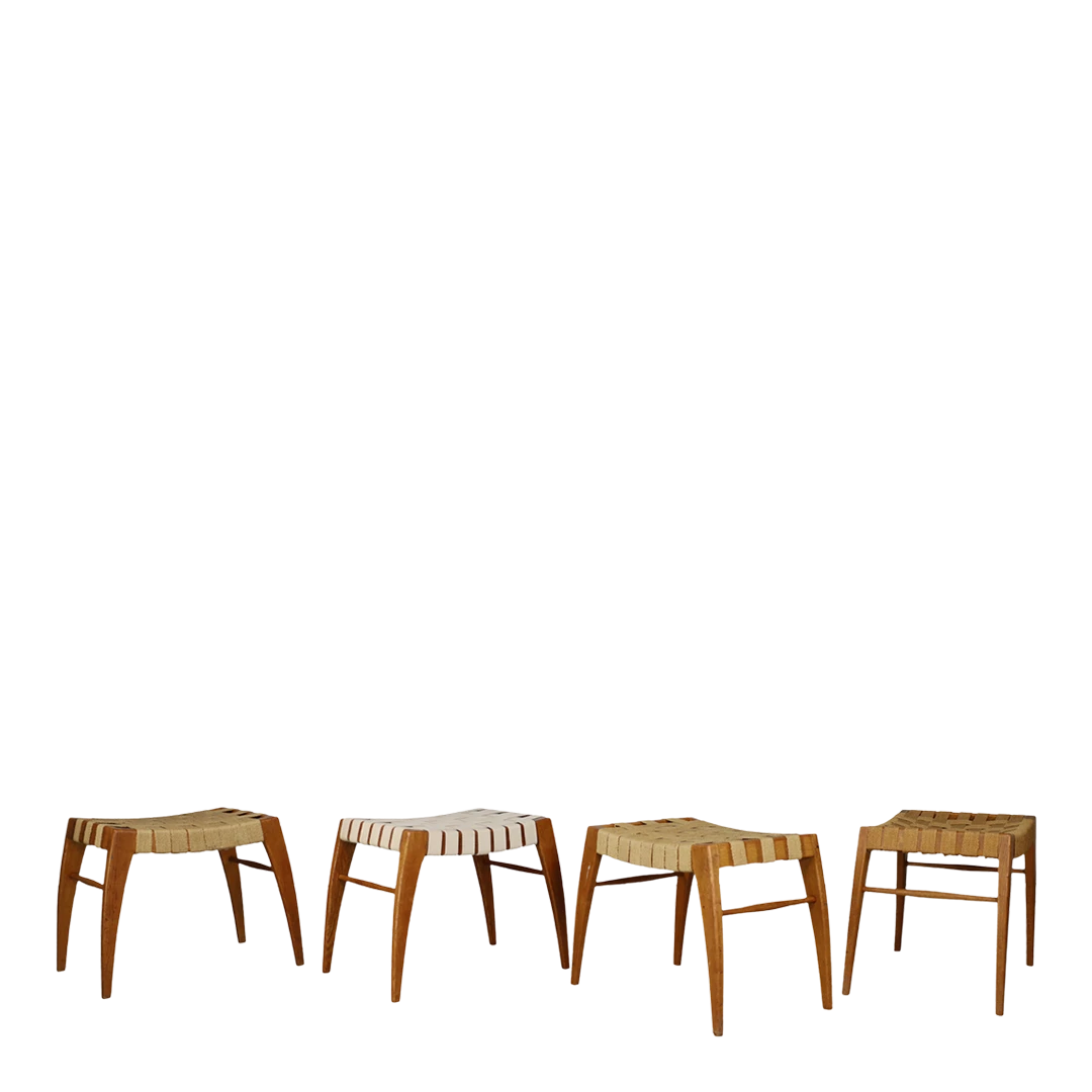1950s Jan Vaněk : cotton strap stool for Krásná Jizba, Czech