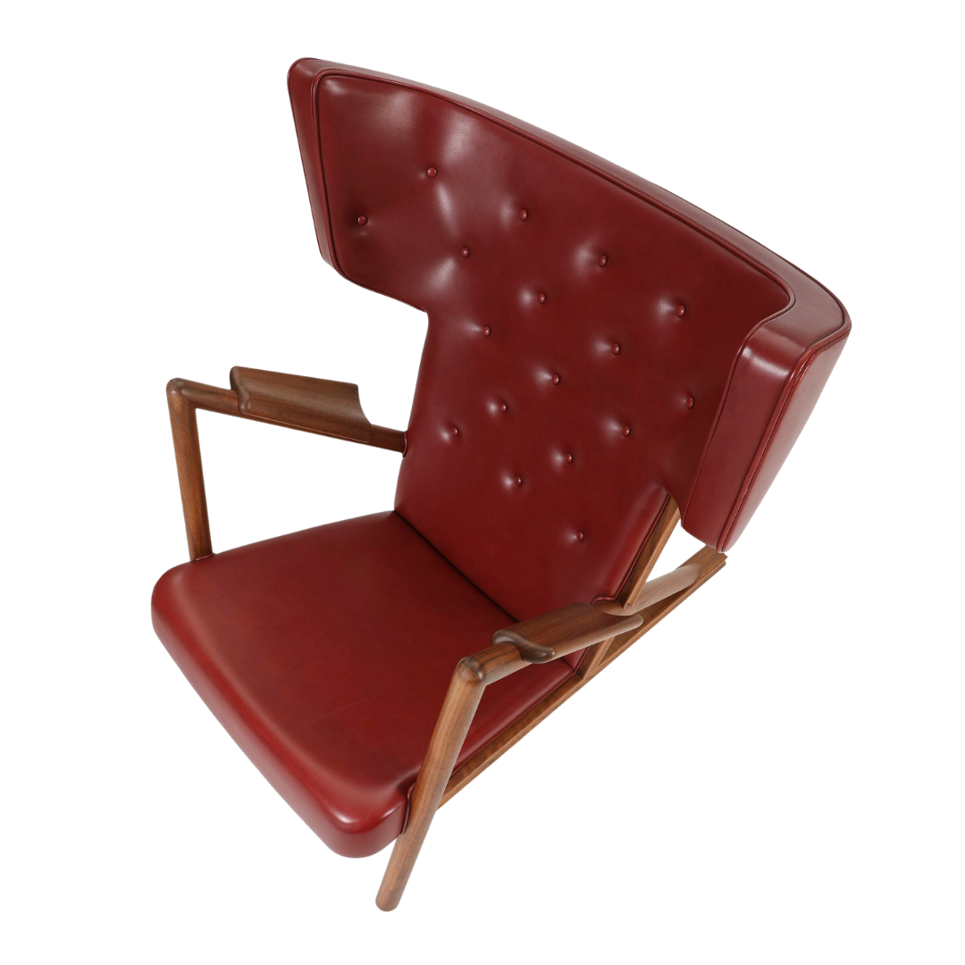 1938 Finn Juhl : iconic "The Grasshopper Chair", Indian Red leather & walnut