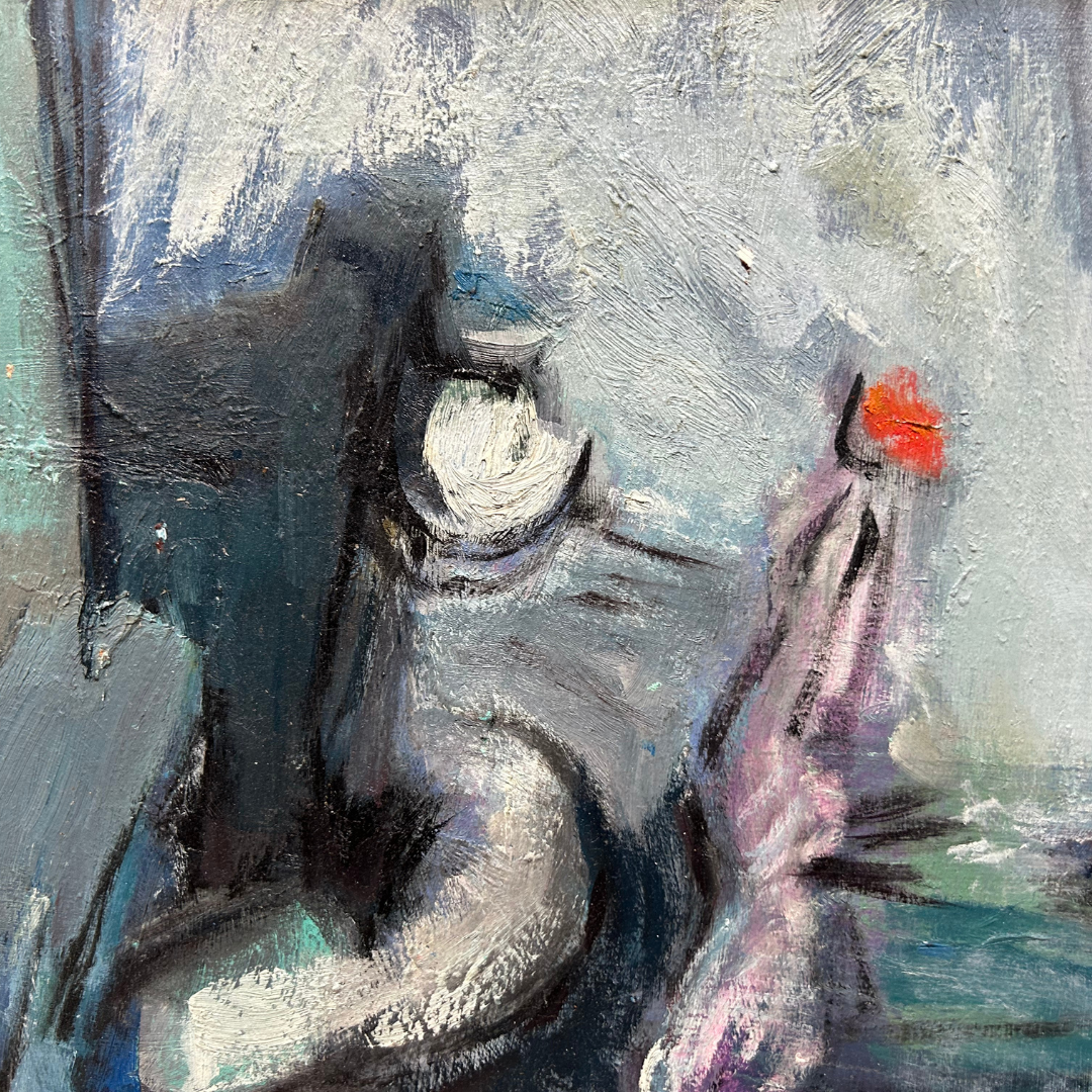 Mid-Century Eugene Arcieri : 25" x 18" abstract o/c, Woodstock artist