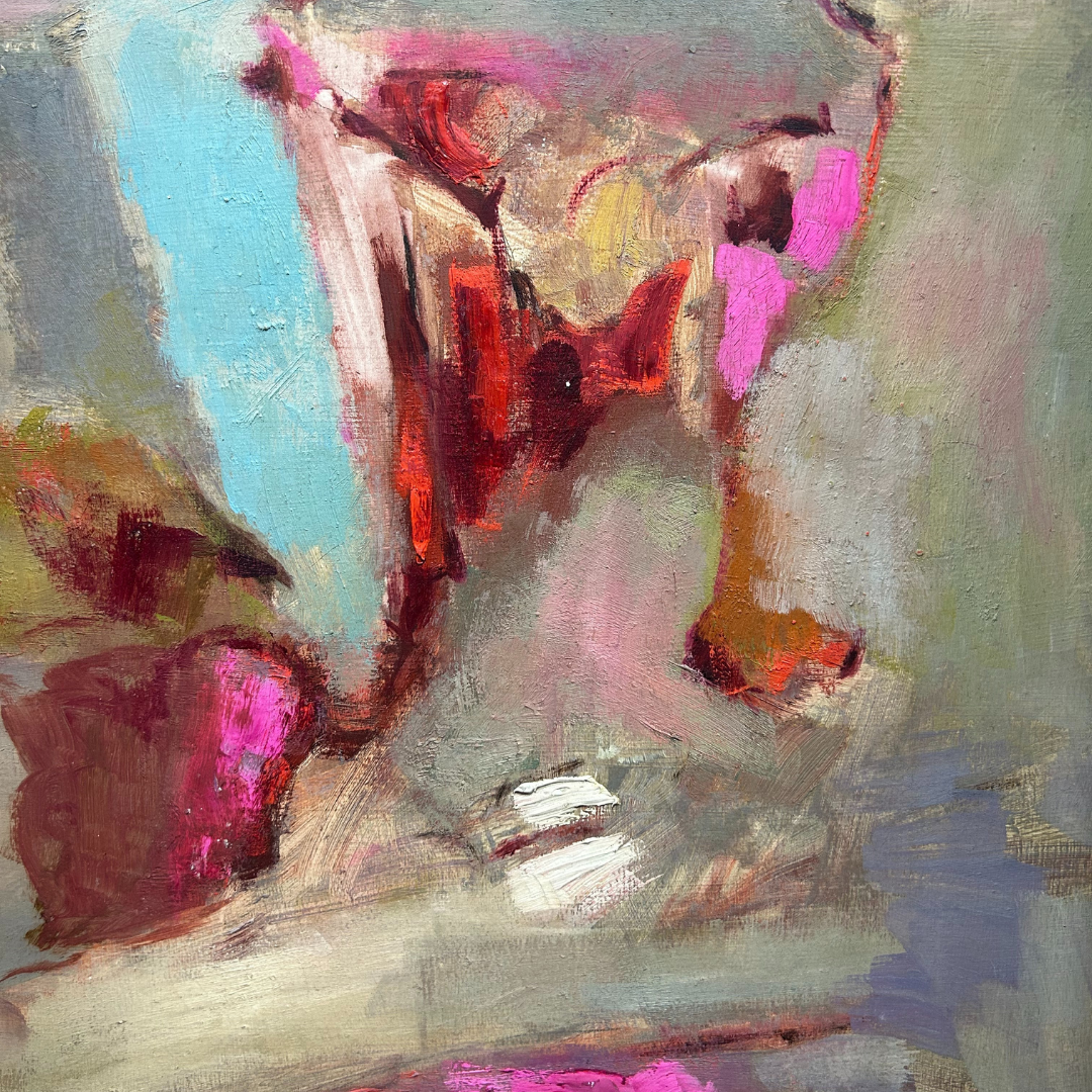 Mid-Century Eugene Arcieri : 18.9" x 22.5" abstract o/c, Woodstock artist