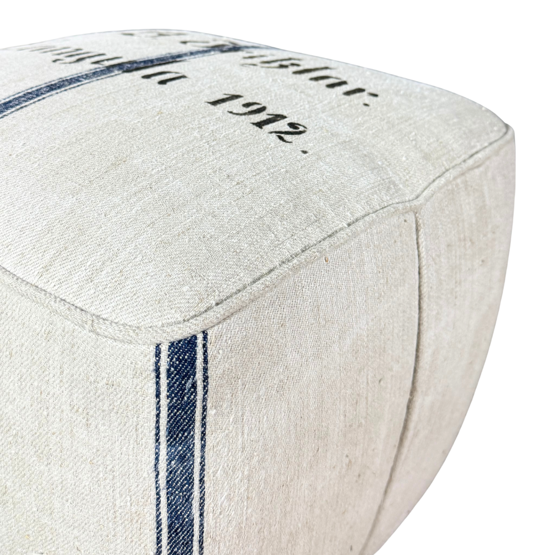 1930s Jindřich Halabala : square Art Deco upholstered tabouret