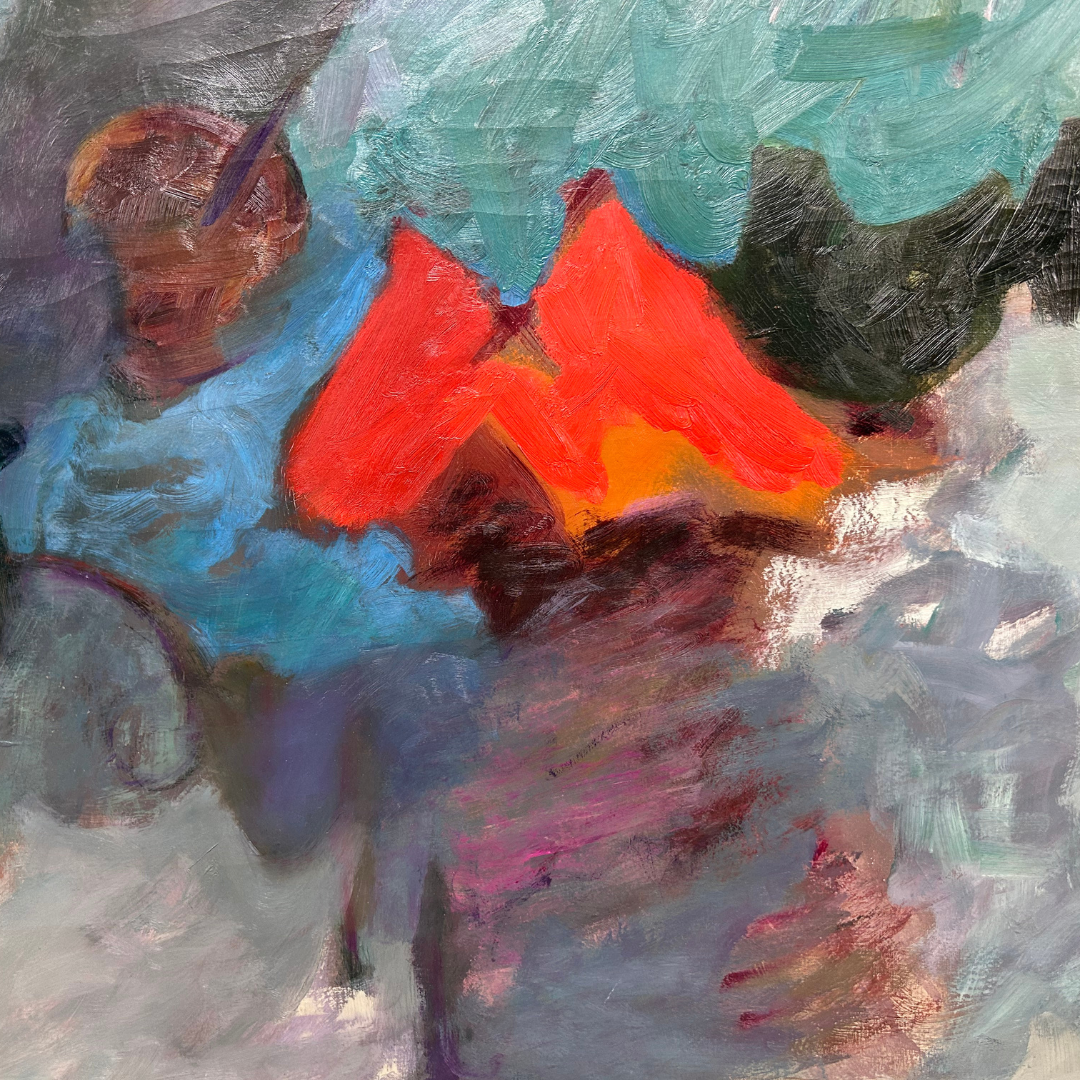 Mid-Century Eugene Arcieri : 37" x 37" abstract o/c, Woodstock artist