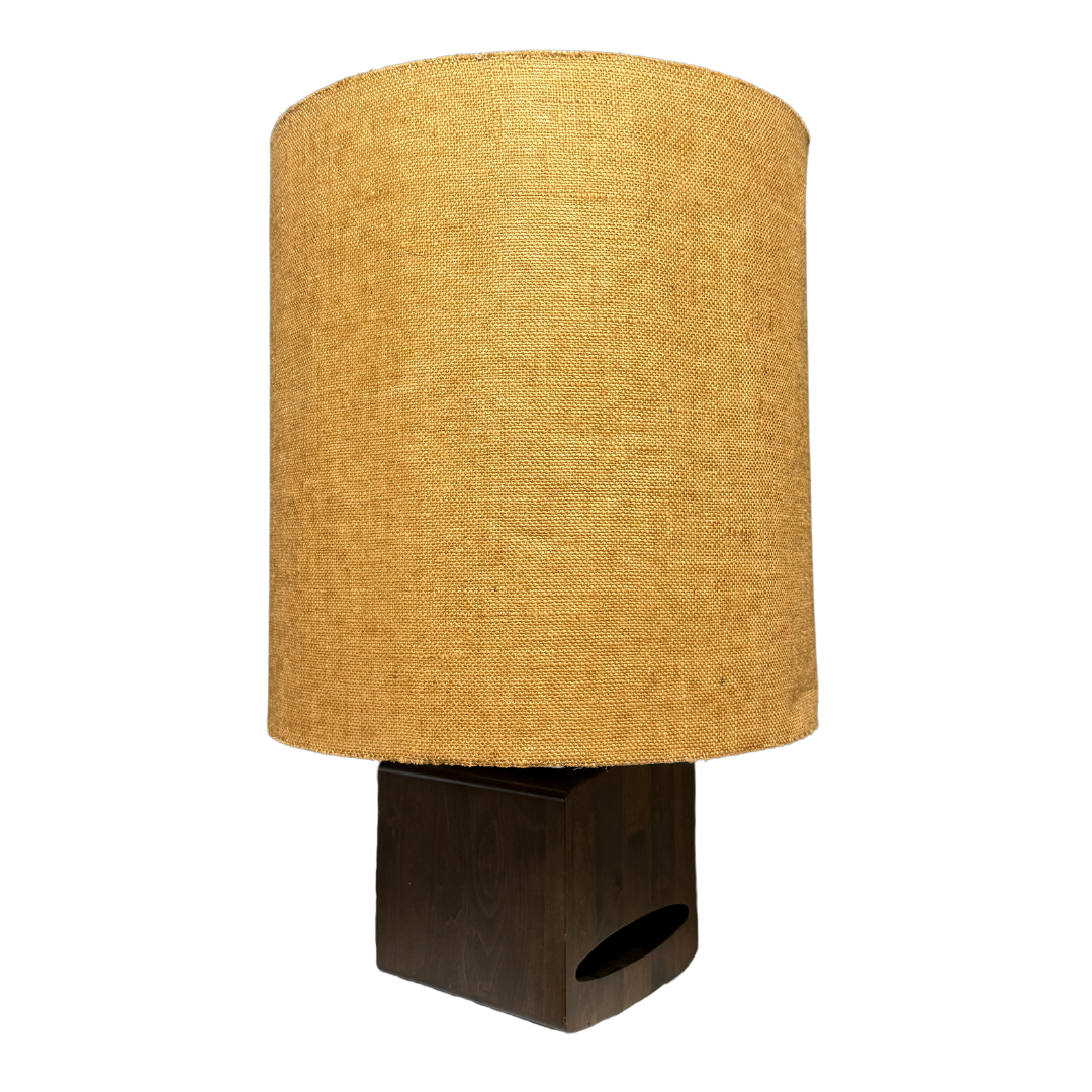 1970s Vladimír Nývlt : beechwood 29" table lamp, Prague