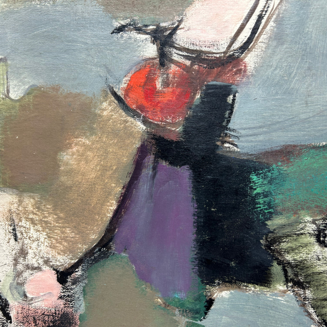 Mid-Century Eugene Arcieri : 17" x 21" abstract o/c, Woodstock artist