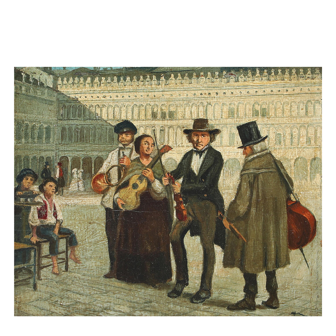 Wilhelm Marstrand (after) : Italian street musicians, small o/c