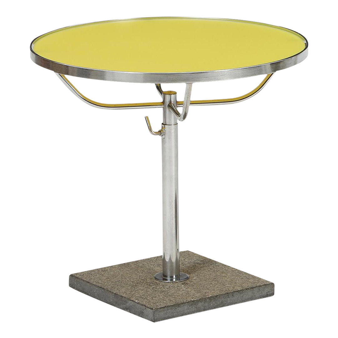 1980s DUX Sweden : pair 20" chromed side tables w/yellow glass tops