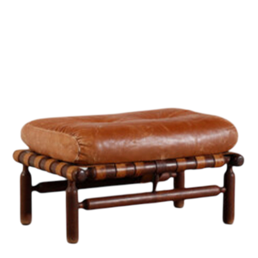 1950s Ilmari Tapiovaara : rare doweled wood and leather stools, Cantù