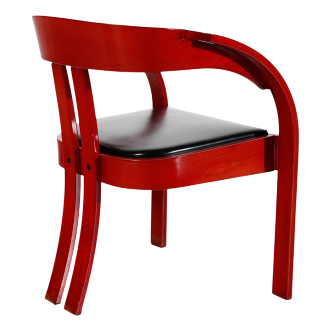 1970s Giovanni Battista Bassi : six red "Elisa" dining chairs, Poltronova
