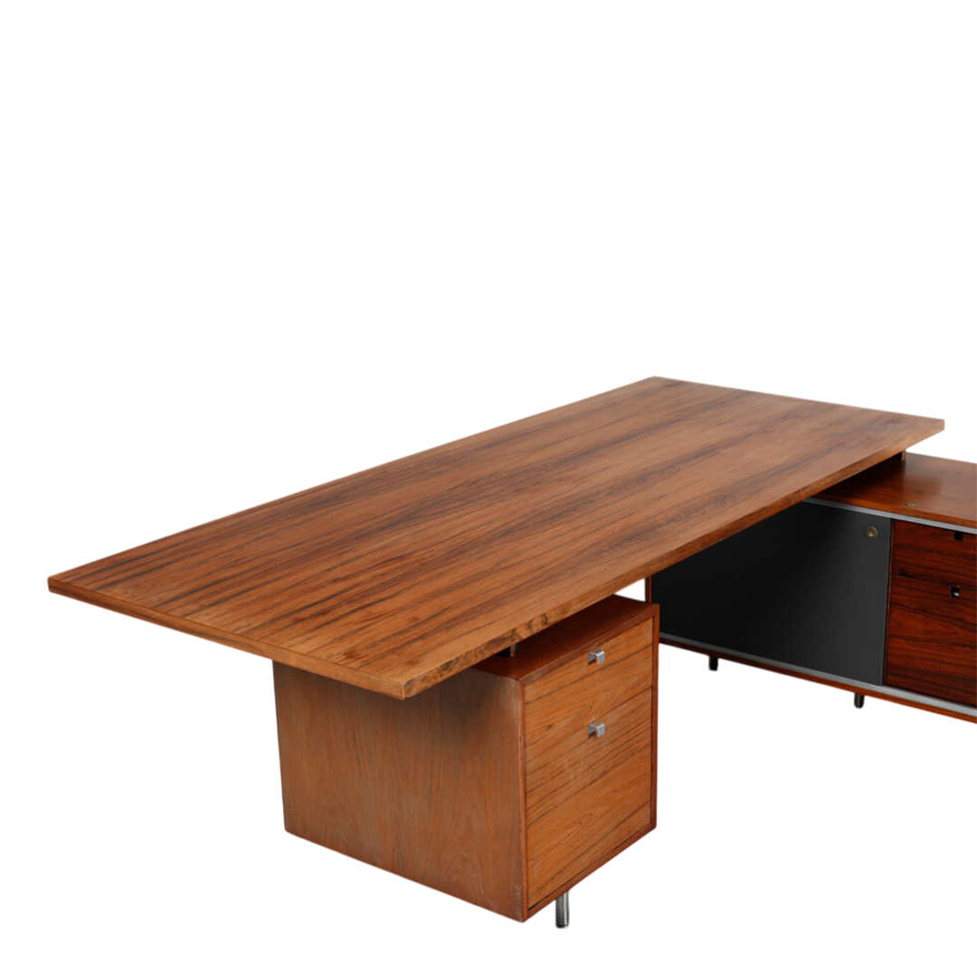 1950s George Nelson : rosewood "Executive Office Group" desk w/cabinets, Herman Miller