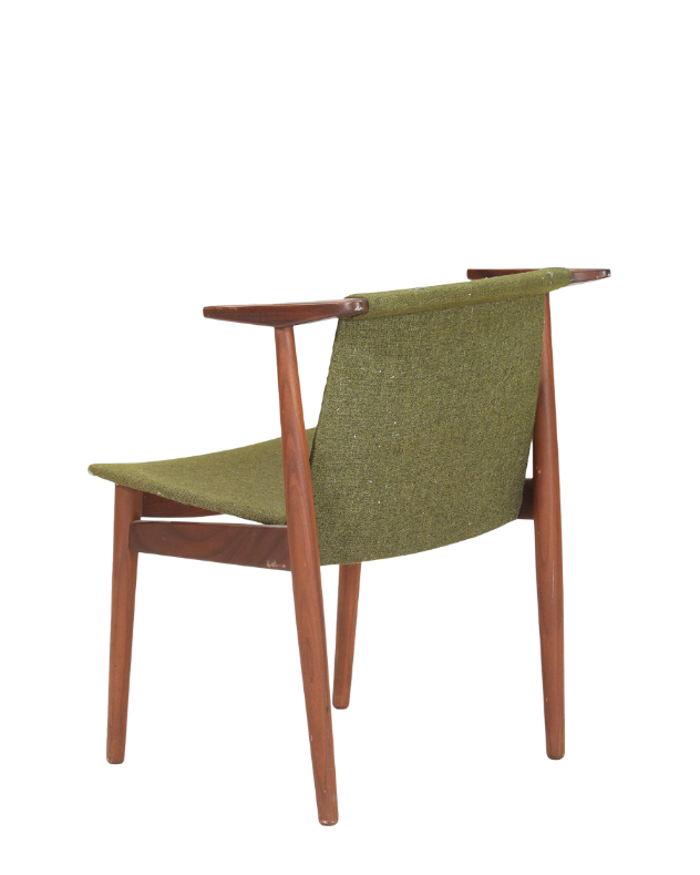 1955 Hans Olsen : Model 135 teakwood & green wool armchair, Denmark