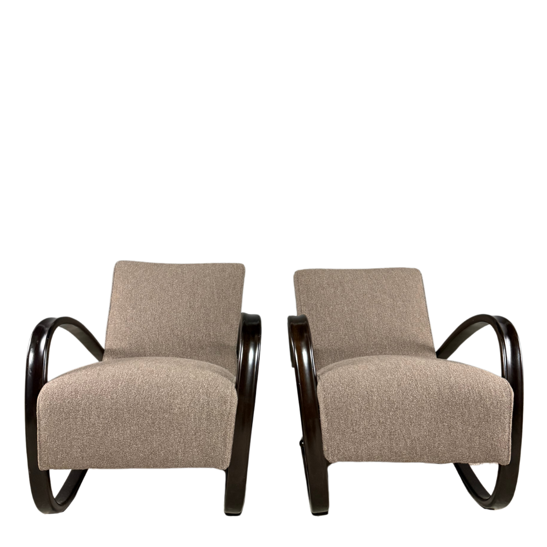 1930s Jindřich Halabala : pair of H269 lounge chairs, Czech