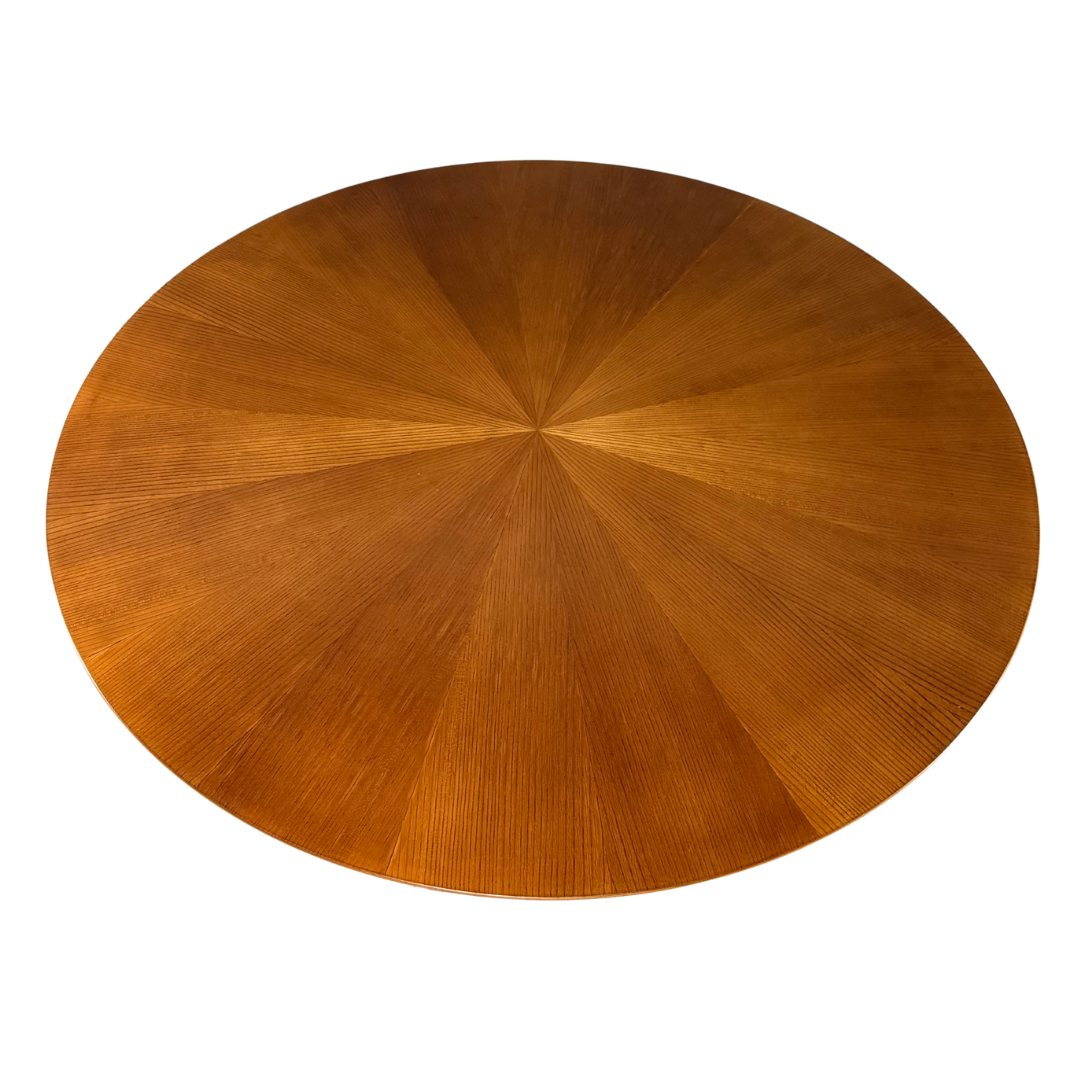 1950s Italian : sunburst top walnut and brass 45" center table