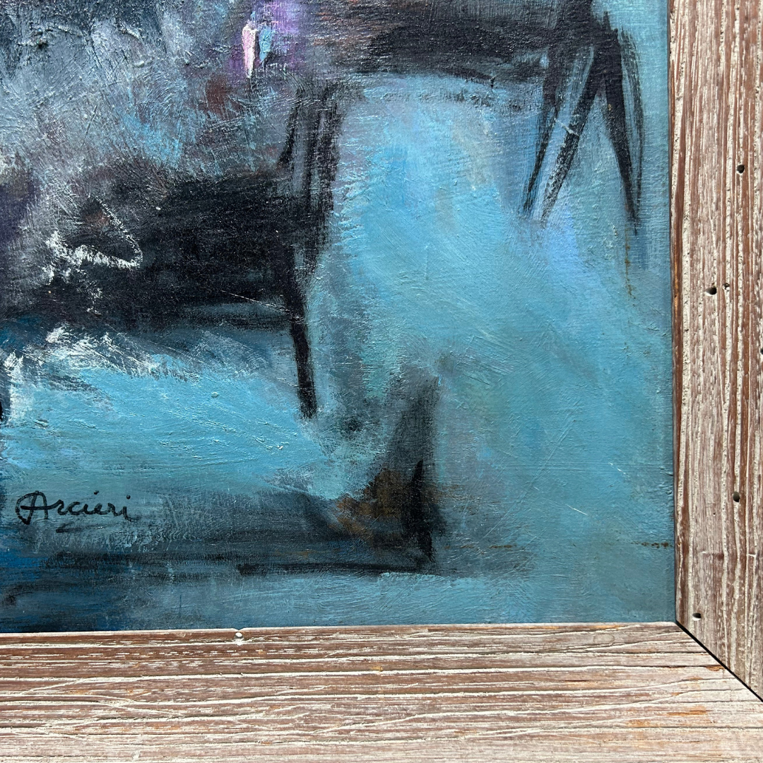 Mid-Century Eugene Arcieri : 25" x 18" abstract o/c, Woodstock artist